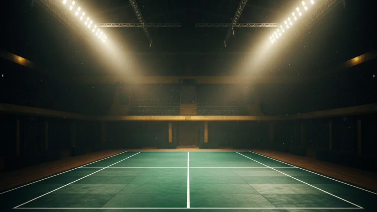 Empty floodlit indoor sports arena representing KingExch9 com live sports market access